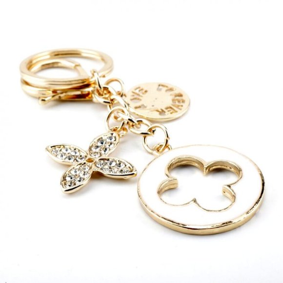 Louis Vuitton Style Enameled and Rhinestone Flower Charms Keychain/Bag Charm NWT - Picture 6 of 6